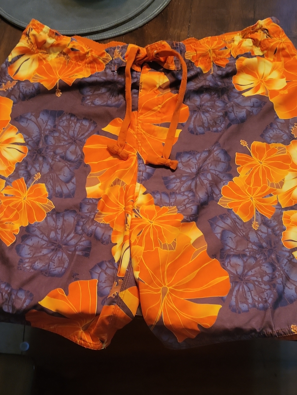 No Boundaries Orange Men's Swim Shorts with Yellow Accents